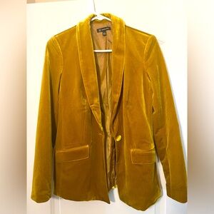 Womens Small Blazer Velvet Lined Gold